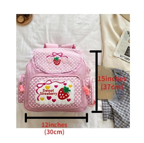 Kawaii Strawberry Backpack Pink Cute Mini Aesthetic Backpack Japanese Anime Cutecore Small Bookbag thumbnail 3