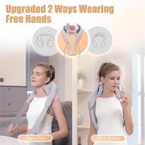 MASGRE Electric Shiatsu Back and Neck Massager, Cordless Shoulder Massager with Heat, Deep Tissue 3D Kneading Massage Pillow for Shoulder, Leg, Body Muscle Pain Relief, Gifts for Men Women thumbnail 2