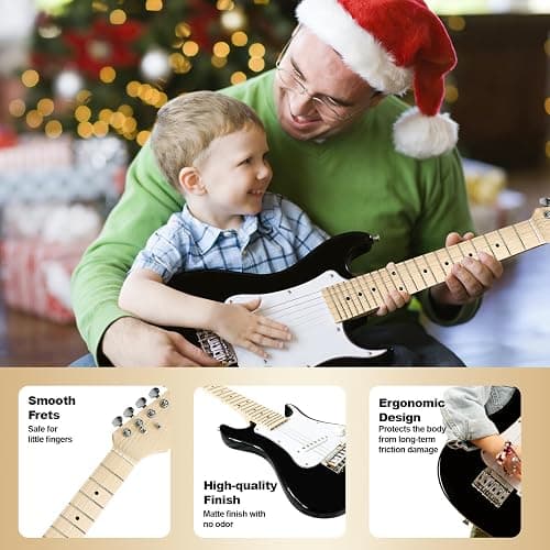 GOLDRIFF 30in Kids Electric Guitar Starter Kit for Beginners, Mini Electric Guitar with 5W Amp, Gig Bag, Strap, Extra Strings, Cable, 6 Picks, Clean Cloth and Free Online Lessons (Black) thumbnail 5