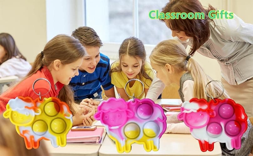 Roaqua 30 Sheep Fidget Pop Gifts Prizes for Kindergarten Kids,Bulk Mini Birthday Graduation Summer Party Favors for Classroom Students thumbnail 4