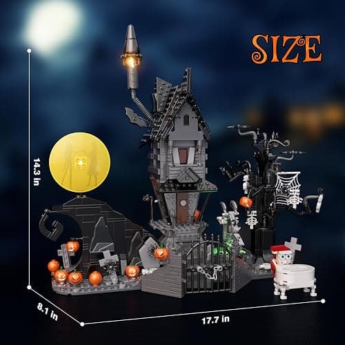 Nightmare Horror Haunted House Building Set, Block Toys Set Compatible with Lego, Creative Halloween Christmas Birthday Toy Kit Gift with Light for Movie Fans Adults (957pcs) thumbnail 3