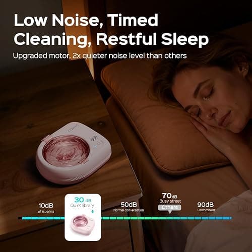 COSLUS C50 Portable Ultrasonic Retainer Cleaner : 50kHz Sonic Tooth Cleaner Cordless -Low Noise for Retainer, Aligner, Mouth Night Guard Deep Cleaning - Travel Home Use Pink thumbnail 7