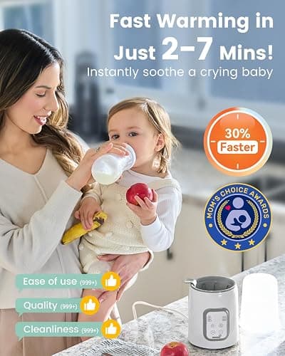 Bottle Warmer, GROWNSY 8-in-1 Fast Baby bottle Warmer with Timer LCD Display Accurate Temperature Control for Breastmilk or Formula thumbnail 2