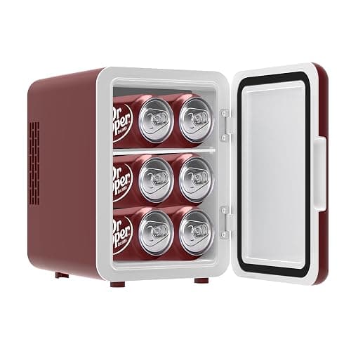 CURTIS MIS153DRP Dr. Pepper Retro Mini Portable Compact Personal Fridge Cooler, 4 Liter Capacity, 6 Cans, Makeup, Skincare, Freon-Free & Eco Friendly, Maroon thumbnail 3