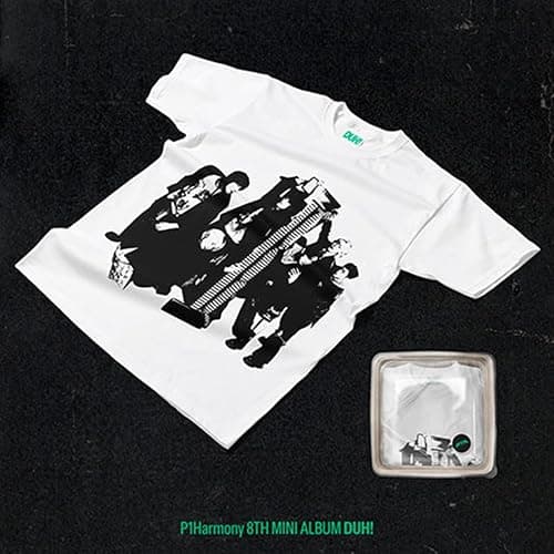 P1Harmony — DUH! 8th Mini Album — MD / Plain White T Ver. — All Set Inclusions + 4 Extra Premium Photocards thumbnail 3