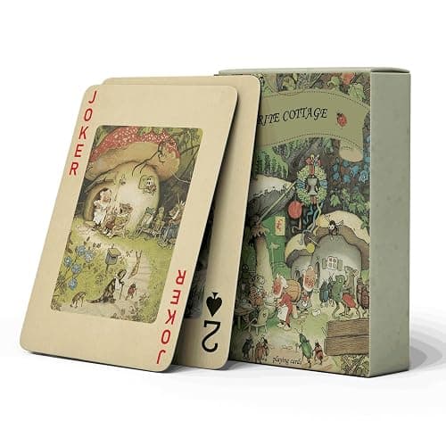 strublfe Vintage Style Playing Cards, Elf Home Dwarves and Forest Animals Themed Playing Card, 54 Unique Exquisite Illustrations, Standard Size, Suitable for Family Gatherings, Party Games - Image 1