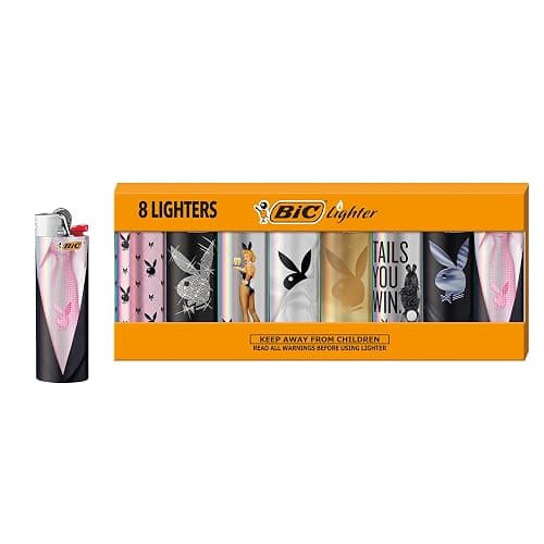 BIC Pocket Lighter, Special Edition Playboy (Holographic) Collection, Assorted Unique Lighter Designs, 8 Count Pack of Lighters - Image 1