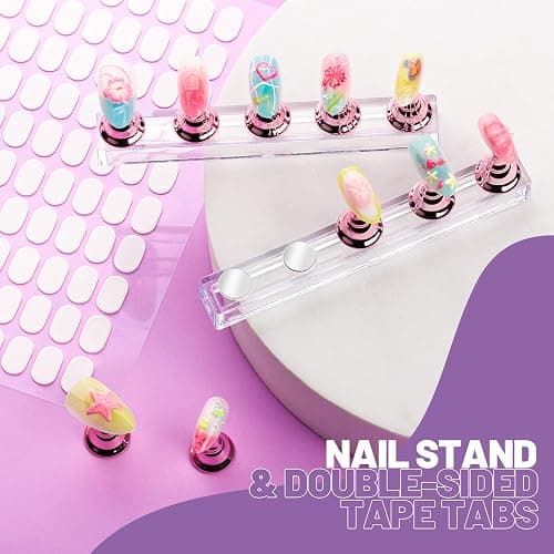 Teenitor Nail Art Tools Set, 23 Pcs Nail Art Brushes, 5 Pcs Nail Dotting Tool, 2 Set of Nail Stand, 100 Pcs Double-Sided Adhesive Tabs, Nail Art Palette, Brushes Holder for DIY Nail Art thumbnail 7