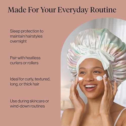 Kitsch XL Satin Bonnet for Sleeping - Aura | Softer Than Silk Bonnet For Sleeping Women - Secure Fit, Adjustable & Prevents Breakage Hair Bonnet For Sleeping thumbnail 6