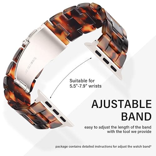 HOPO Resin Bands Compatible With Apple Watch Band iWatch Band For Women Men | 38/40/41/42/44/45/46/49mm,Series Ultra/11/10/9/8/7/6/5/4/3/2/1/SE,Dressy Thin Lightweight Strap Bracelet Fashion Wristband thumbnail 4