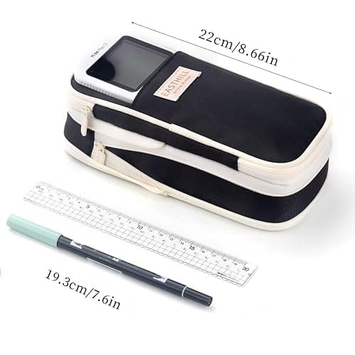 EASTHILL Big Capacity Pencil Case Large Pencil Pouch Stationery Pen Bag for Teen Girls-Black thumbnail 4