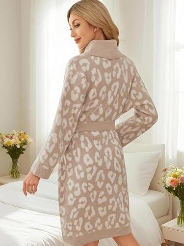Snuggle Sac Ultra Soft Robes for Women with Pockets, Leopard Spa Robe Loungewear Towel Cozy Fluffy Bathrobe Gifts for Women thumbnail 3