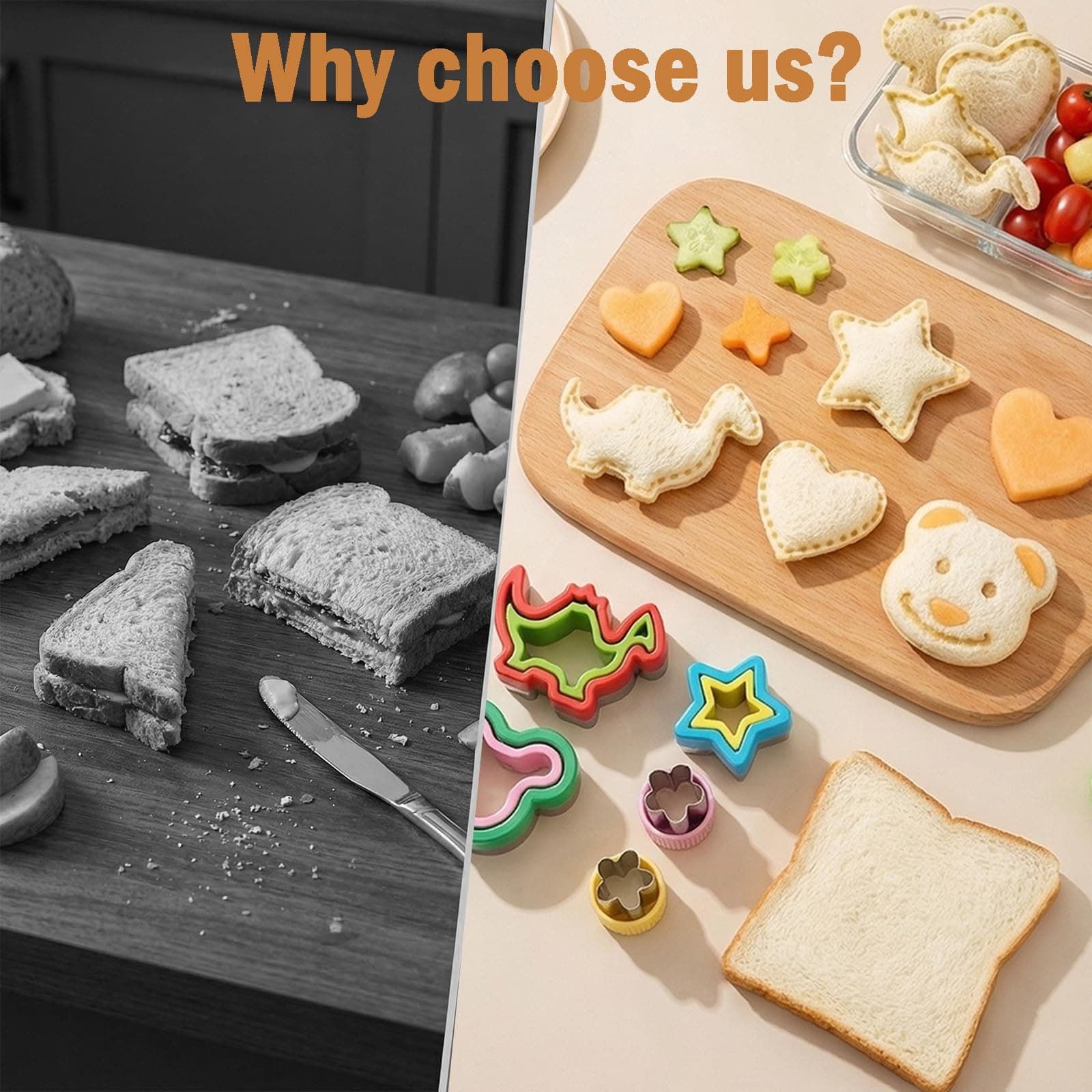 Jeyunoa 9 PCS Sandwich Cutter, Lunchbox Accessories for Kids - Perfect for Bento Box, Kids' Lunch, School Lunches and Healthy Meal Prep thumbnail 6