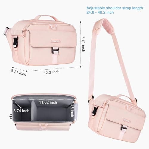 MOSISO Camera Shoulder Bag Case Crossbody Sling Purse, DSLR/SLR/Mirrorless Compact Padded Photography Handbag with Rain Cover Compatible with Canon/Nikon/Sony Cameras and Lenses, Pink thumbnail 3
