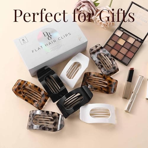 8 Pack Tortoiseshell Flat Hair Clips for Women – Large Neutral Matte No-Slip Rectangle Claw Clips for Thick & Thin Hair, Strong Hold Square Hair Accessories, Chic Neutral Leopard Pattern thumbnail 7