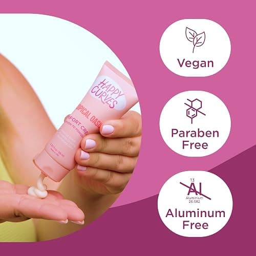HAPPY CURVES Lotion to Powder Anti Chafing Odor Control Cream for Women: Aluminum-Free Cream for Private Parts, Under Breast, & Body 2.25 Fl Oz (1 Pack, Tropical Oasis) thumbnail 8