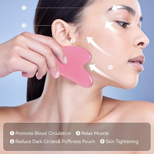 Guasha Tool for Body Body Gua Sha Massage Tool GuaSha Tool for Face(PINK) | Lymphatic Drainage Tool, Muscle Scraper Tool for Full Body Massage, Ergonomic Grip, Spa Relaxation & Smoothing Skin Care thumbnail 3