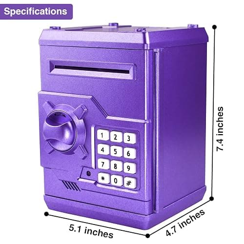 Suliper Electronic Piggy Bank Code Lock for Kids Baby Toy, Mini ATM Safe Coin Cash Banks Real Money Saving Box with Password, Auto Money Scroll for Children,Boys Girls Birthday Gift (Purple) thumbnail 2