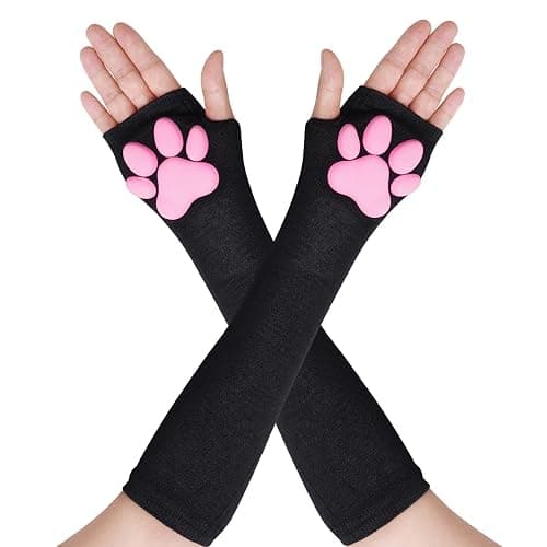 Nydotd Cat Paw Pad Mittens Gloves Kawaii Pink 3D Claw Fingerless Cute Cat Cosplay Gloves Sleeve for Girls Party - Image 1