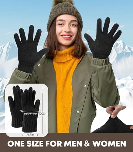 Winter Gloves for Men Women-Warm TouchScreen Cold Weather Gloves,Wool Knit Thermal Adults Gloves for Driving Texting thumbnail 5