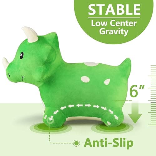 iPlay, iLearn Bouncy Pals Dinosaur Hopper Toy 2 Year Old Boy, Toddler Plush Bounce Animals, Ride on Bouncing Triceratops for Kids, Outdoor Hopping Horse Bouncer, Cool Birthday Gifts 3 4 5 6 Yr Girls - Dinosaur Hopper thumbnail 7