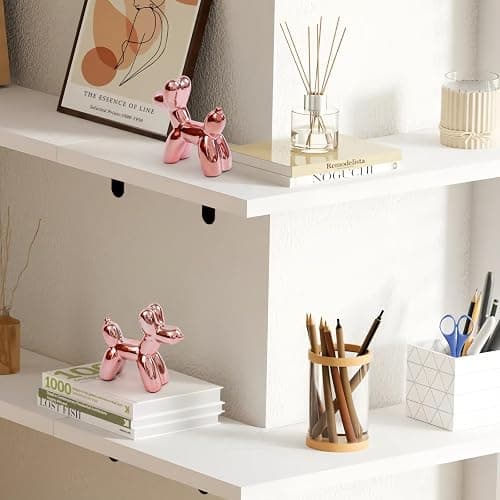Notakia Cute Ceramics Balloon Dog Statue Crafts Living Room Desktop Decorations,Handmade Modern Small Ceramic Animal Statue Ornament Home Decor Accents - Pink - Small thumbnail 9