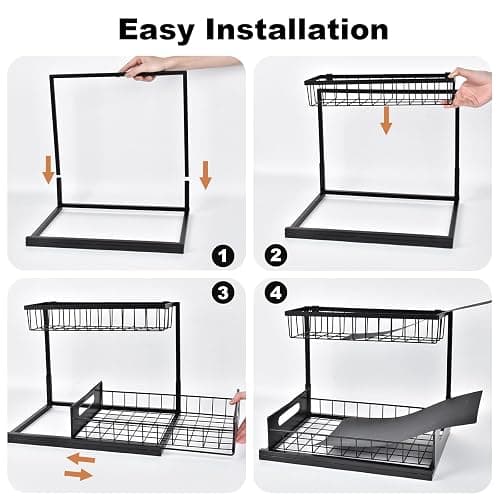 REALINN Under Sink Organizer, Pull Out Cabinet Storage 2 Tier Slide Out Sink Shelf, Kitchen Organizers and Storage, Black, 1 Pack thumbnail 7