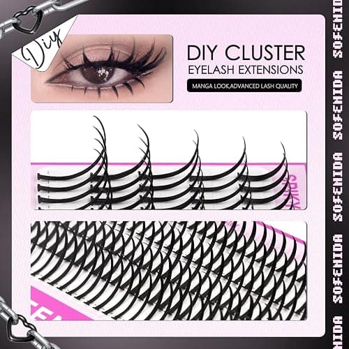 Lash Clusters Thick Lash Cluster with Lash Spikes 13-21MM Eyelash Clusters Thick Volume DIY Fairy Spiky Lash Extension Manga Lash Clusters Volume Cluster Lashes by SOFENIDA(100D-10-18MM) thumbnail 4
