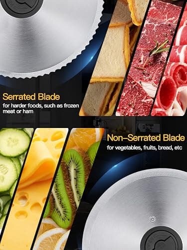 Meat Slicer, 200W Electric Food Slicer with 2 Removable 7.5" Stainless Steel Blades and Stainless Steel Tray, Child Lock Protection, Adjustable Thickness, Food Slicer Machine for Meat Cheese Bread thumbnail 3