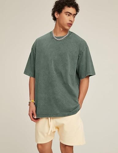 Flygo 3 Pack Men Oversized T Shirts Acid Washed Unisex Tee Loose Fit Short Sleeve Casual Streetwear Baggy Basic Tops thumbnail 7