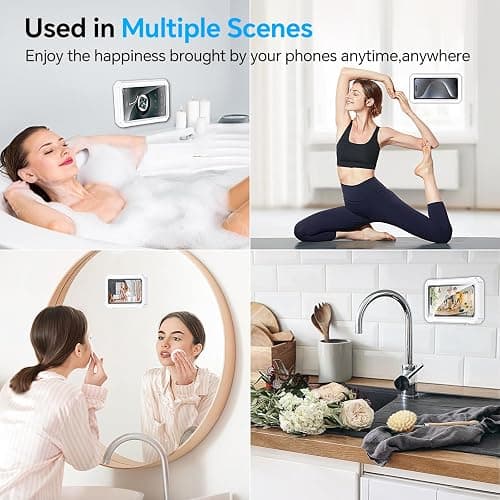 Coolpow Shower Phone Holder Waterproof【480° Rotatable】 Retractable Adjustable Shower Phone Case, Shower Accessories for Bathroom Wall Phone Mount Stand Water Proof Anti Fog Case, for 4-7" Cellphones thumbnail 8