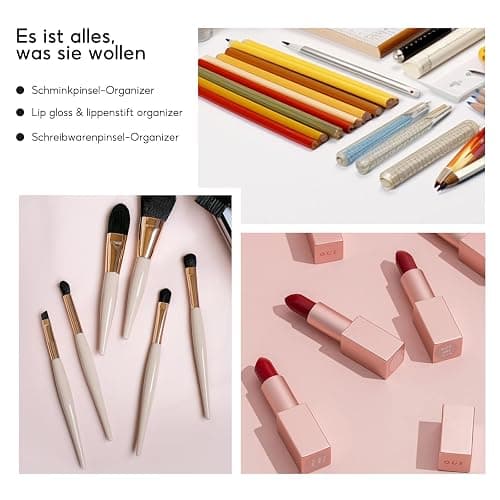SJDOFU Kosmetik Organizer, Schminkpinsel Behälter, Kosmetik Pinselhalter mit 3 Fächer, Acryl Schminkpinsel Behälter Kosmetikpinsel für Pinsel Eyeliner Lippenstift Bürsten(Schwarz) thumbnail 6