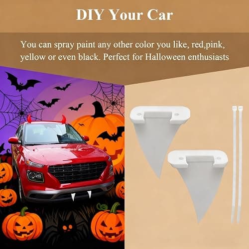 2 Pcs Halloween Decoration Car Teeth with Cable Tie, Bumper Funny Decor, Vampire Fangs Teeth, Fits Cars, Truck, SUV, Spooky & Fun Car Fangs for Front Grille, 2.5" W 4.6" L, Perfect for DIY Enthusiasts thumbnail 8