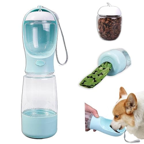 Dog Water Bottle Portable Bowl for Dog,Portable Dog Water Bottle Travel | 3-in-1 Dog Water Bottle,Stores Food and Holds Bags,Perfect for Outdoor Walks and Travel (Blue) - Image 1