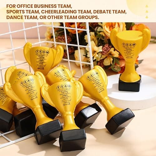Gemscream 12 Pcs Relief Stress Appreciation Gift for Team, Employee Squeeze Trophy Inspirational Mini Trophy Stress Ball Bulk Recognition Award for Coworker Staff Team Office Business thumbnail 4