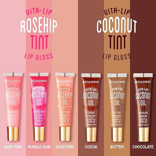 Ruby Kisses Broadway Vita-Lip Tinted & Clear Lip Gloss Set (11 Pack) Ultra-Hydrating & Soothing Formula with Vitamins, High-Shine Non-Sticky Lip Balm with Rosehip+Coconut Oil, Pink & Brown Shades thumbnail 5