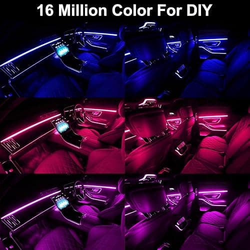 Interior Car LED Strip Lights APP Control, 5 in 1 RGB 16 Million Colors Ambient Lighting Kit with 236 inches Fiber Optic, Music Mode Inside Car Lighting Decorations thumbnail 7