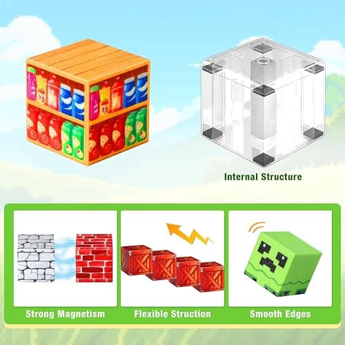 COOLJOYA Construction Magnetique Enfant Cube Magnétique, Jeu Aimant Magnetic avec Jeux Aimants Magnetique, Jouet Éducatif Montessori pour Enfants 3 4 5 6 7 8 9 10 Ans Cadeau Créatif thumbnail 3