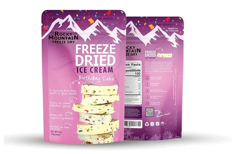 Freeze Dried Ice Cream - Birthday Cake Ice Cream That Doesn’t Melt - Crunchy Creamy Snack with Clean Ingredients - Shelf-Stable Party Snack - Rocky Mountain Freeze Dry (1 OZ, Birthday Cake) thumbnail 2