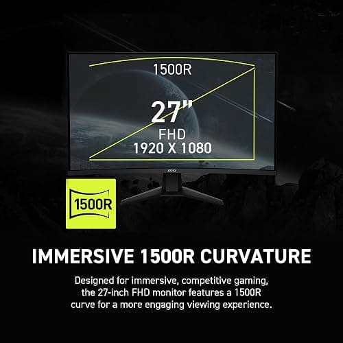 MSI MAG 274CXF 27-inch 1920 x 1080 (FHD) Curved Monitor, 280Hz, HDMI, DisplayPort, VGA Port, VESA Mountable, Tilt, Speaker, Slim Bezel, 0.5ms, Black thumbnail 3