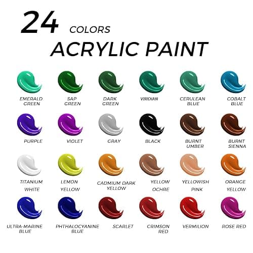 Acrylic Art Set, 41 PCS Painting Kit, Acrylic Paint Set for Kids, Painting Supplies with 24 Acrylic Paints, 1 Wooden Easel , 4 Canvas Panels, 8 Paint Brushes, Drawing Pad, Art Supplies for Kids Adults thumbnail 2