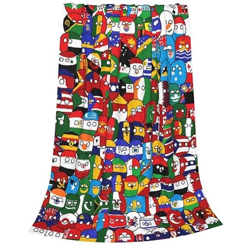 Countryball Polandball World Map Throw Blanket Flannel Fleece Fuzzy Blanket 40"X50" Soft Cozy Lightweight Blanket for Home Decor Bed Sofa Office Bedroom Living Room Travel - Image 1