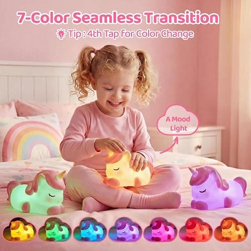 Mewaii Cloud Unicorn Night Light for Kids, Portable Lamp with Wireless Charging Cloud Base, 3-Level Dimmable & 30-Min Auto Timer, Gift for Girls, Baby Nursery Decoration thumbnail 3