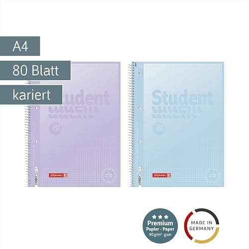 BRUNNEN College Notepad Premium Student "Pastel 2" | A4, Line Style 28, 80 Sheets, Assorted thumbnail 2