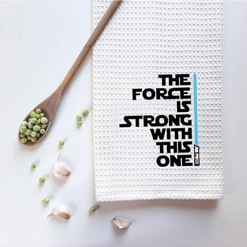 ZJXHPO Movie Inspired Kitchen Towel The Force is Strong with This One Waffle Absorbent Towel Kitchen Decor Housewarming Gift thumbnail 2