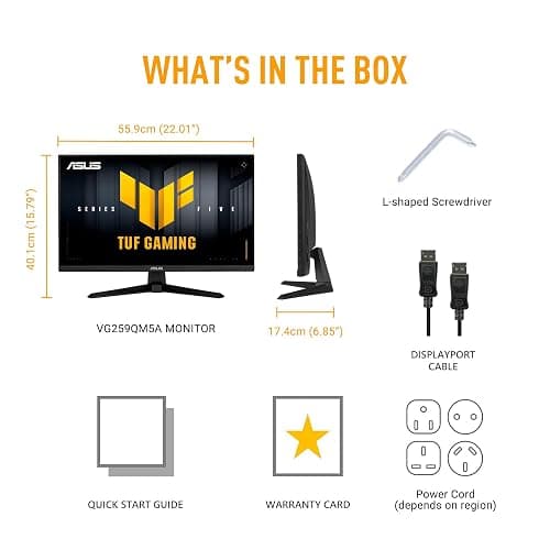 ASUS TUF Gaming Series 5 24.5” 1080P Monitor (VG259QM5A) – Full HD, Fast-IPS, 240Hz, 0.3ms, G-SYNC Compatible, FreeSync Premium, 99% sRGB, DisplayWidget, Gaming AI, 3 yr Warranty thumbnail 8