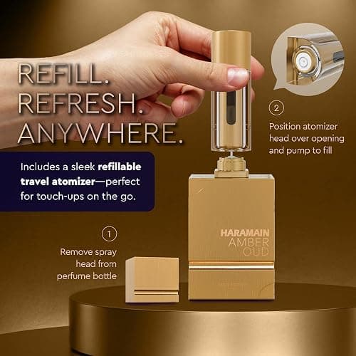 Al Haramain Amber Oud Gold Edition Eau De Parfum Spray 60ml + ATOMIZER – Unisex Perfume Arabian Perfumes for Women & Men – Long-Lasting Sweet Fragrance Arabic Cologne – Men & Women's Gift (2 oz.) thumbnail 6