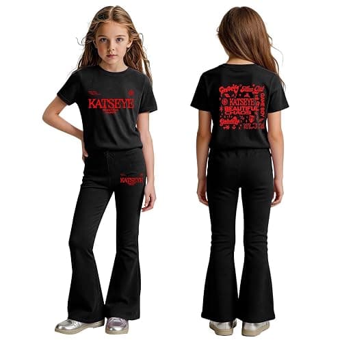YLDBWDX Kids Katseye Merch Graphic Short Sleeve Shirt and Casual Pants Suit Shirts Set - Image 1