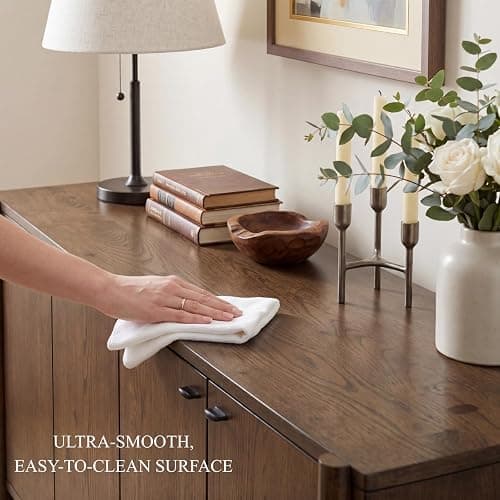 CIMOTA Brown Sideboard Buffet Cabinet with Storage, Entryway Accent Cabinet Modern Farmhouse Buffet Coffee Bar Station, Wooden Media Console Table Credenza for Living Room Kitchen Hallway thumbnail 7