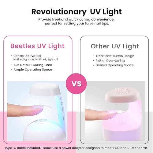 Beetles Gel Nail Kit Flat-X, Almond Medium, 320pcs 16 Sizes Nail Tips | 20g Nail Glue Hand-Free,10ml Glue Remover, 7.5ml Base Gel &Top Coat, Mini Lamp, Acrylic Press On Nail, Extension DIY at Home thumbnail 8